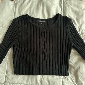 kendall & kylie Black Ribbed Knit Crop Top
